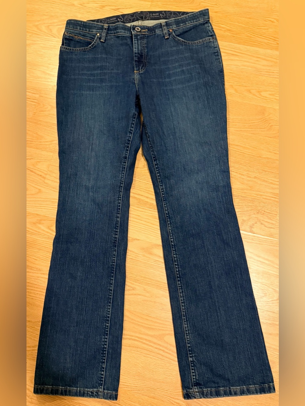 Wrangler Q-Baby 15/16 x 36 Women Dark Wash Bootcut Riding Jeans No Gap Waist